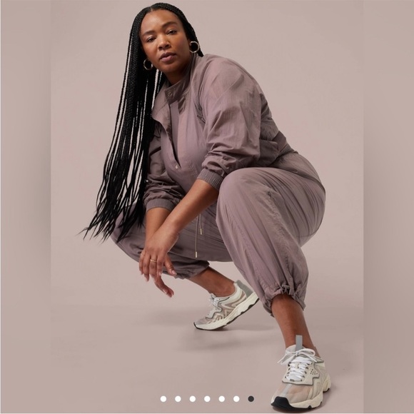 Athleta x Alicia Keys Utility Jumpsuit // Smoked Almond Brown Purple Size 22 - Picture 3 of 16